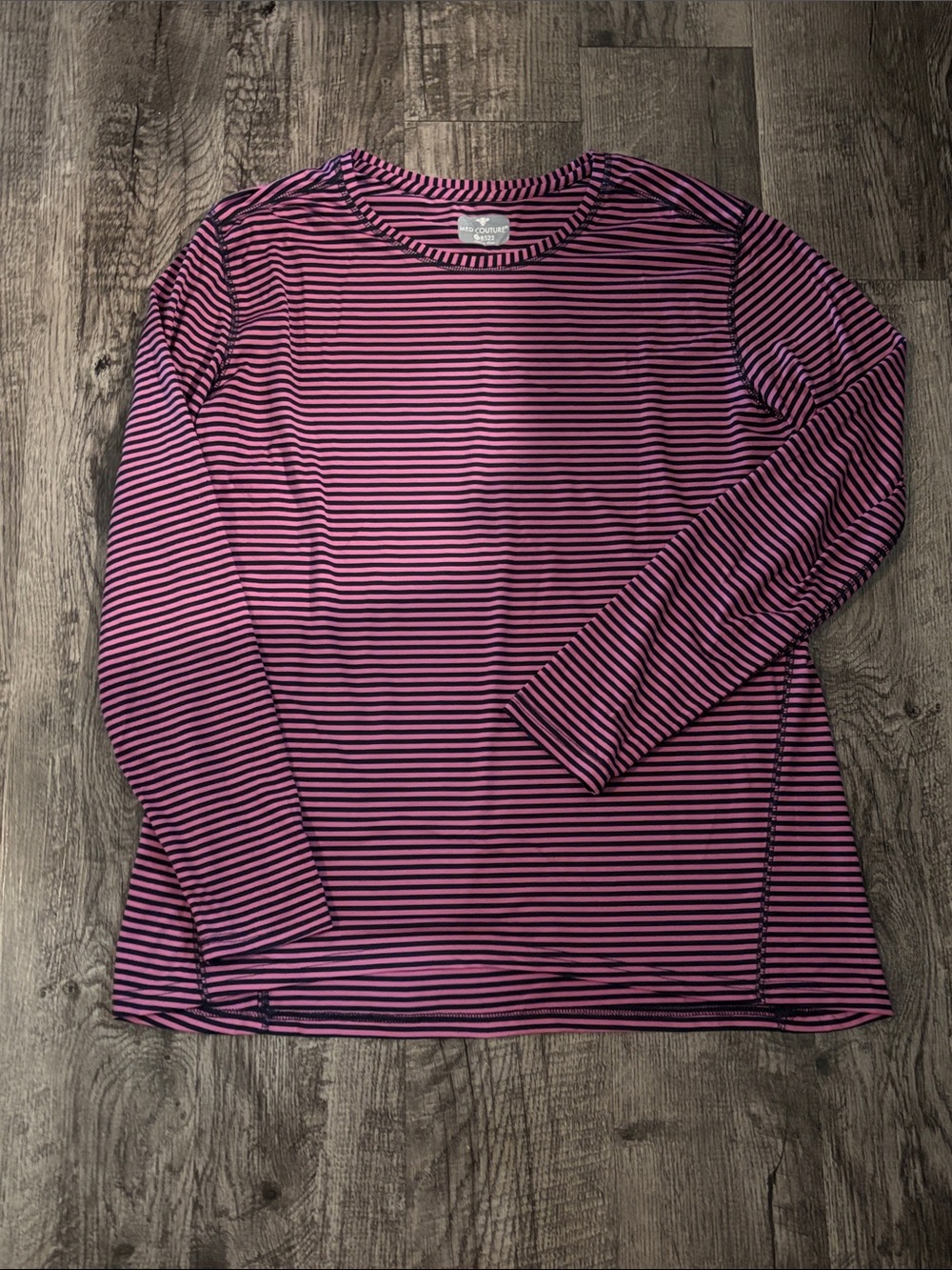 Med Couture Long Sleeve Underscrub - Navy and Pink Stripes - Size XLarge